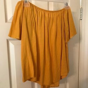 Mustard off the shoulder flowy top